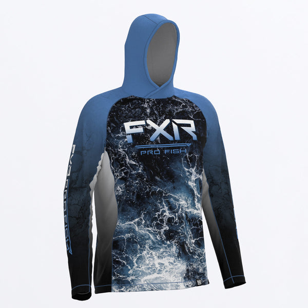 Sweat à Capuche Huk Homme XL Bleu – Performance Pêche, Protection UV, Respirant
