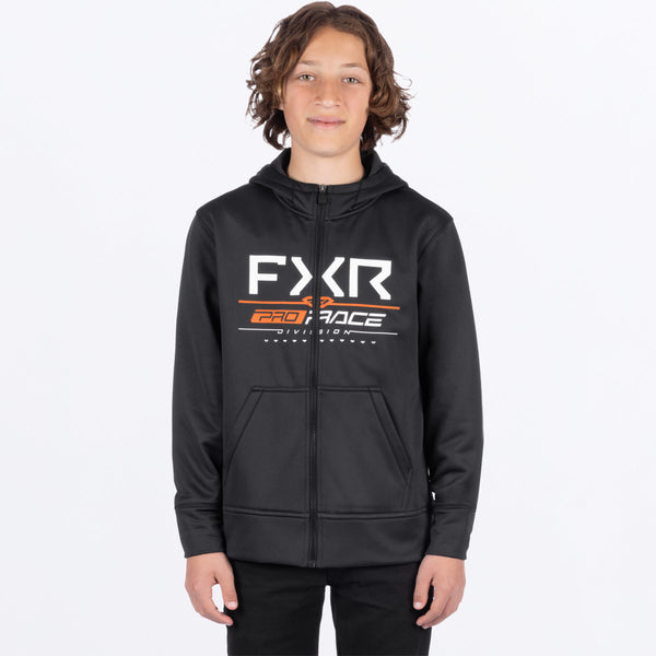 YthRaceDivisionTechZip_Hoodie_BlackOrange_SKU_261504-_1030_Front