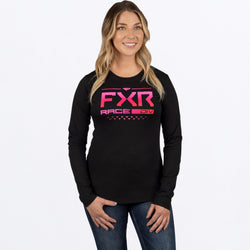 FXR Race Division Women's Long Sleeve T-Shirt - Charcoal Heather/Mint, XL, 60% Cotton 40% Polyester